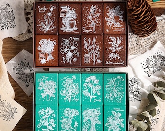 Blumen Stempel Set im Retro Deco Stil