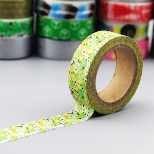 Japanse washitape met bloemen: decoratieve maskeertape (15 mm x 10 m)