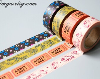 Lot de rubans adhésifs japonais en Washi : ruban de masquage décoratif, 4 rouleaux