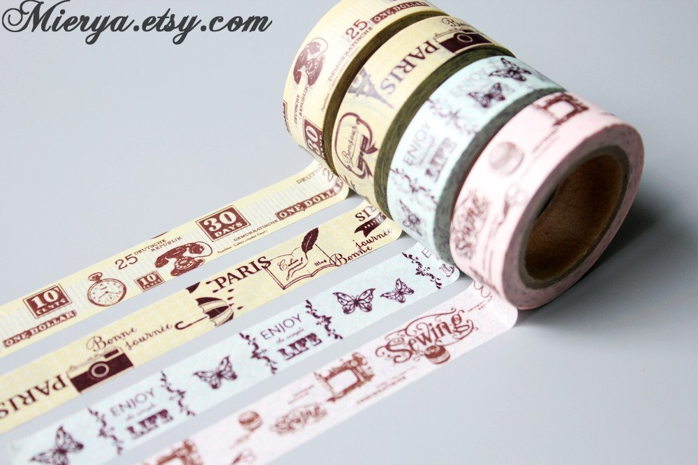 4 Rolls Washi Tapes Japanese Washi Tape Masking Tape Etsy