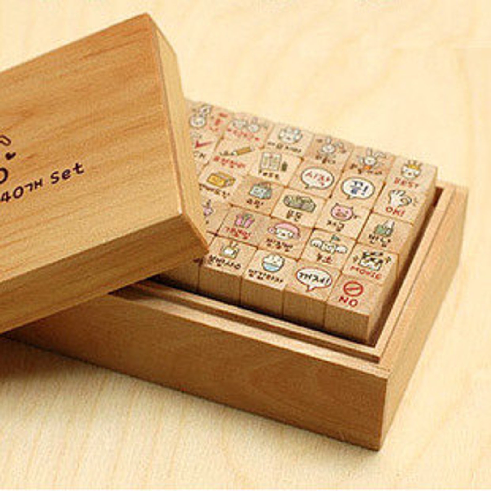 Wooden Rubber Stamp Set Rubber Stamp Set Diary Stamps Etsy