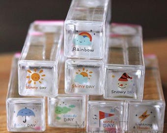 8 Pcs Crystal Schedule Stamps - Weather Stamps