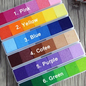 Faded Color Ink Pad Stick Oil Ink Stamp Pad Rainbow ink for alphabet stamp, wood stamp, DIY rubber stamp 6 colors per stick ME3751 image 2