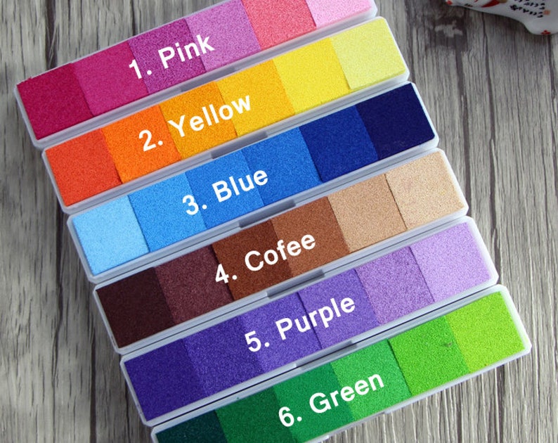Faded Color Ink Pad Stick Oil Ink Stamp Pad Rainbow ink for alphabet stamp, wood stamp, DIY rubber stamp 6 colors per stick ME3751 image 2