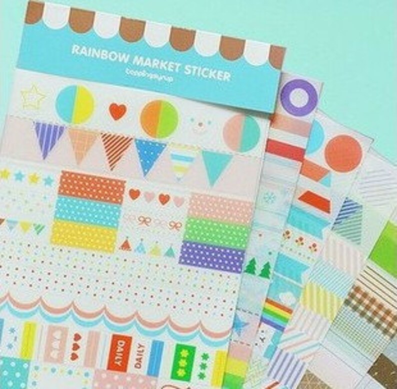 Drawing Market Stickers Deco Stickers Diary Stickers 6 - Etsy