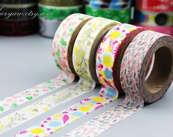 Set de cintas washi florales: cinta de enmascarar de papel japonesa (4 rollos)