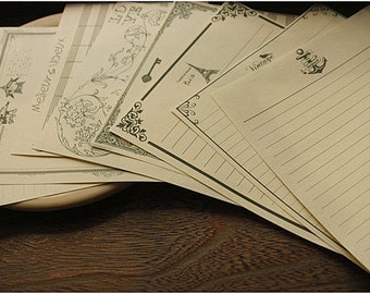 8 Sheets Decorative Stationery Paper: Vintage Style Letter Writing