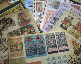 Vintage Sticker Set - Paper Sticker Set - Deco Sticker Set - Diary Sticker - 10 sheets - EM64772