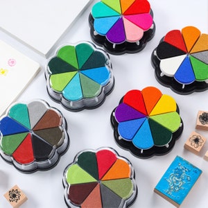 Almofada de carimbo colorida - Carimbo de borracha DIY - Almofada de tinta decorativa para álbum de fotos - 8 estilos