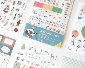 Korean Sticker Set Diary Sticker Deco Sticker 6 - Etsy