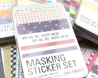 Masking Sticker Set in Tin Case: Fabric Ver. - Planner Stickers