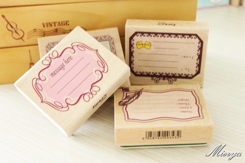 4 Pcs Big Size Message Stamps Rubber Stamp Wood Stamp Filofax 9cm x7.5cm EMS62339 image 1