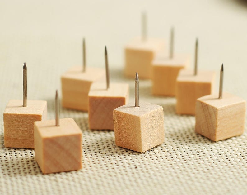 10 Pcs Square Wooden Push Pins Drawing Pin Thumbtack Etsy