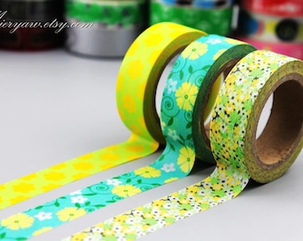 Set de cinta washi floral: cinta de enmascarar japonesa, 3 rollos