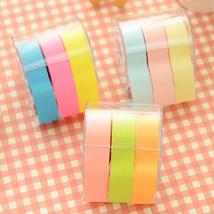 3 SETS Masking Tapes(with tape cutter) - Masking Sticker - Paper Tape - Filofax - Diary - Solid Color