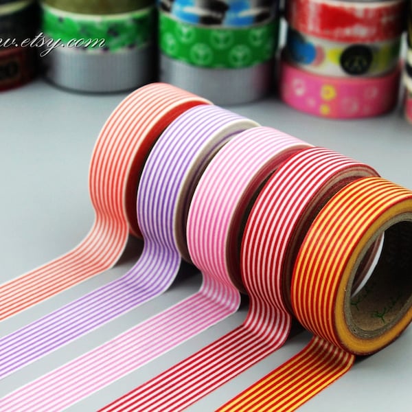 5 rouleaux de ruban adhésif Washi - Ruban adhésif japonais - Masking Tape - Ruban adhésif déco - Papier Washi - Filofax - hot line-EMS62178