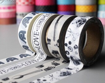 Lot de rubans adhésifs japonais en Washi : ruban de masquage décoratif, 4 rouleaux