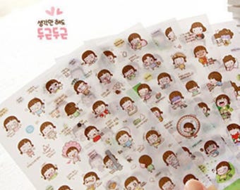 Momoi Sticker Ver 2 - Korean Transparent Sticker - Diary Sticker - FiloFax - 6 sheets in