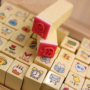 Korean Cat Stamp Set Diary Stamps Wooden Stamps 40 pcs-EM62284 image 3