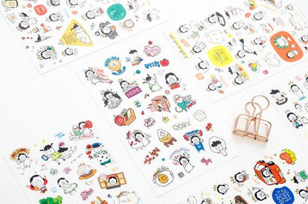 Cartoon Sticker PVC Sticker Deco Diary Korean Sticker Filofax 6 Sheets ...