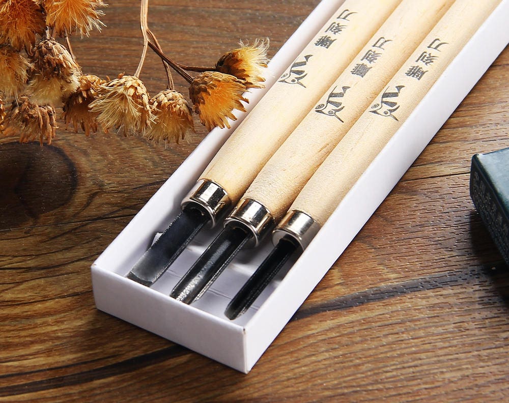 Graver Set Metal Head Rubber Graver Set - Carving Knife - Carver - 3 Pcs Included ...