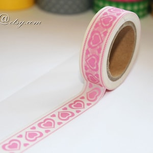 Japanese Washi Tape: Pink Heart Deco Tape (15mm*10m)
