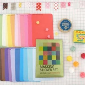 Masking Sticker Set - Deco Stickers - Paper Stickers - 27 Sheets - Solid Color Ver