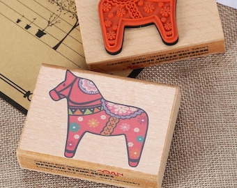 Cockhorse Rubber Stamp - Wood Diary Stamp