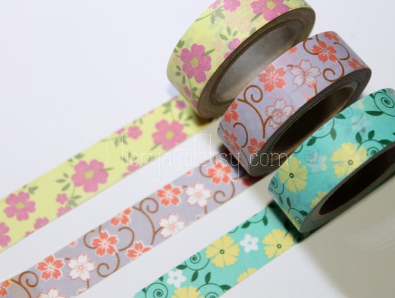 Washi Tape Set - Japanese Washi Tape - Masking Tape - Deco Tape - 3 Rolls -  EMS62161