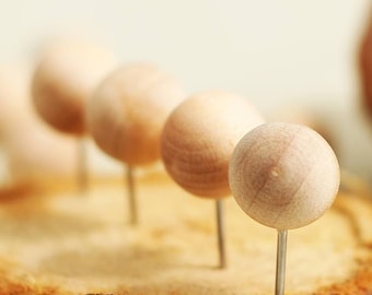 10 Pcs Round Wooden Push Pins: Thumbtacks for Office Board