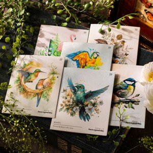 30 vellen aquarelvogels en bloemenstickers - speciale vorm - retrostickers