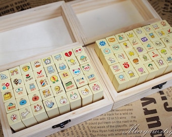 koreanische Holz Stempel Set: Tagebuch, Katze & ToTo Stempel