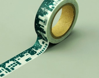 Ruban de masquage japonais en Washi : village d'hiver