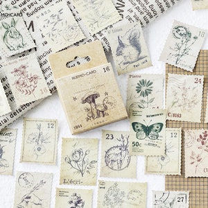 46 pegatinas de sellos forestales - Forma especial - Pegatinas de sellos - Pegatinas decorativas - Pegatinas de papel