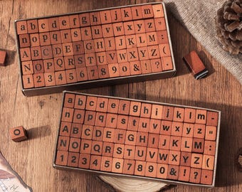 Retro Alphabet Rubber Stamp Set - Wooden Deco Stamps