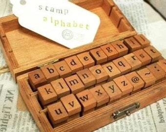 Vintage Wooden Alphabet Stamp Set - Lowercase, 30pcs