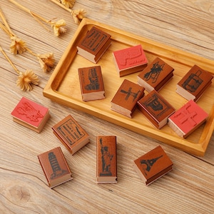 Znaczek podróżniczy Europa - Drewniany stempel gumowy - Stempel do pamiętnika - Stempel dekoracyjny do albumu ze zdjęciami - 1 sztuka