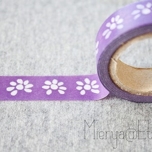 Ruban adhésif floral japonais en Washi - Masking tape mauve
