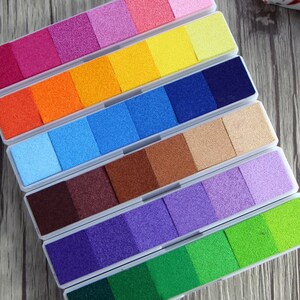 Faded Color Ink Pad Stick Oil Ink Stamp Pad Rainbow ink for alphabet stamp, wood stamp, DIY rubber stamp 6 colors per stick ME3751 image 1