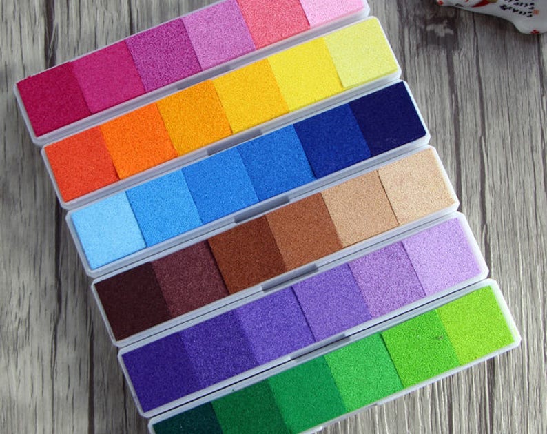 Faded Color Ink Pad Stick Oil Ink Stamp Pad Rainbow ink for alphabet stamp, wood stamp, DIY rubber stamp 6 colors per stick ME3751 image 1