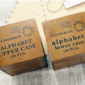 Alphabet Stempel Set - Holz Stempel Set - Vintage Stempel Set - Groß- und Kleinschreibung