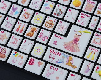 3D Foam Keyboard Sticker DIY Desktop Keyboard Decal common use Mechanical Keyboard Deco Sticker Girl -EM64928