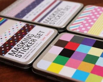 Tin Box Masking Sticker Set - Deco Sticker - Korean Sticker - 4 Cases in