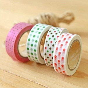 Japanese Washi Tape Set: Polka Dot Masking Tape, 4 Rolls