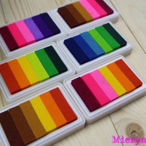 Large Rainbow Craft Ink Pad: 6-Color Stamp Pad (9cm x 6cm)