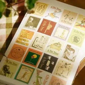 Stamp Sticker Set - Paper Sticker Set - Deco Sticker Set - Diary Sticker - 4 sheets