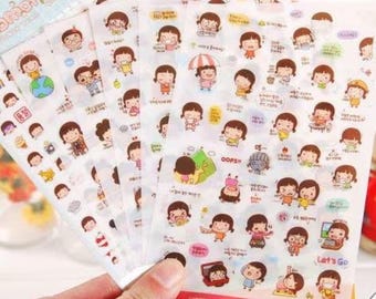 Momoi Sticker Ver 2 Set - Korean Sticker - Diary Sticker - Deco Sticker Set - 6 sheets