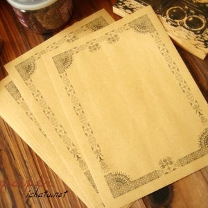 8 Bögen Vintage Stil Spitze Braun Schreibpapier - Briefpapier - Briefpapier - Braunes Papier - Filofax