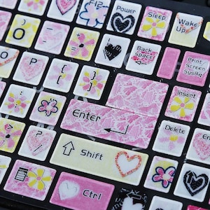 Vein Fingerprint proof Keyboard Sticker with love DIY 3D Desktop Keyboard Decal common use Mechanical Keyboard Deco Sticker
