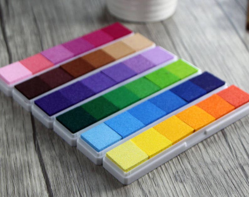 Faded Color Ink Pad Stick Oil Ink Stamp Pad Rainbow ink for alphabet stamp, wood stamp, DIY rubber stamp 6 colors per stick ME3751 image 4